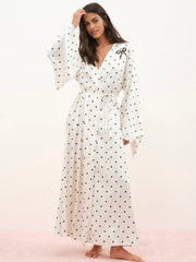 Women Lady Dot Robe - Cream