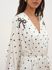 Women Lady Dot Robe - Cream