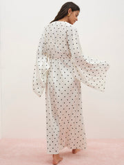 Women Lady Dot Robe - Cream