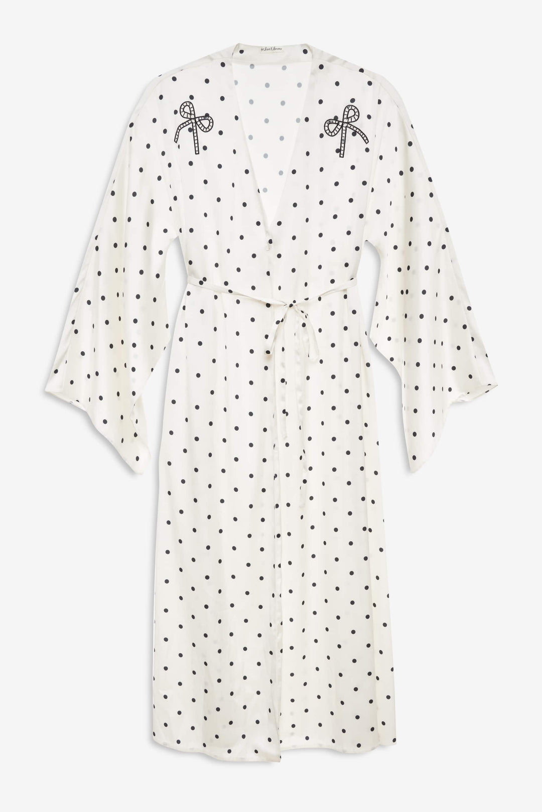Women Lady Dot Robe - Cream