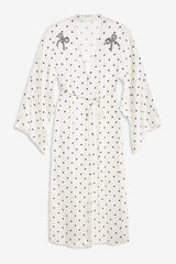 Women Lady Dot Robe - Cream