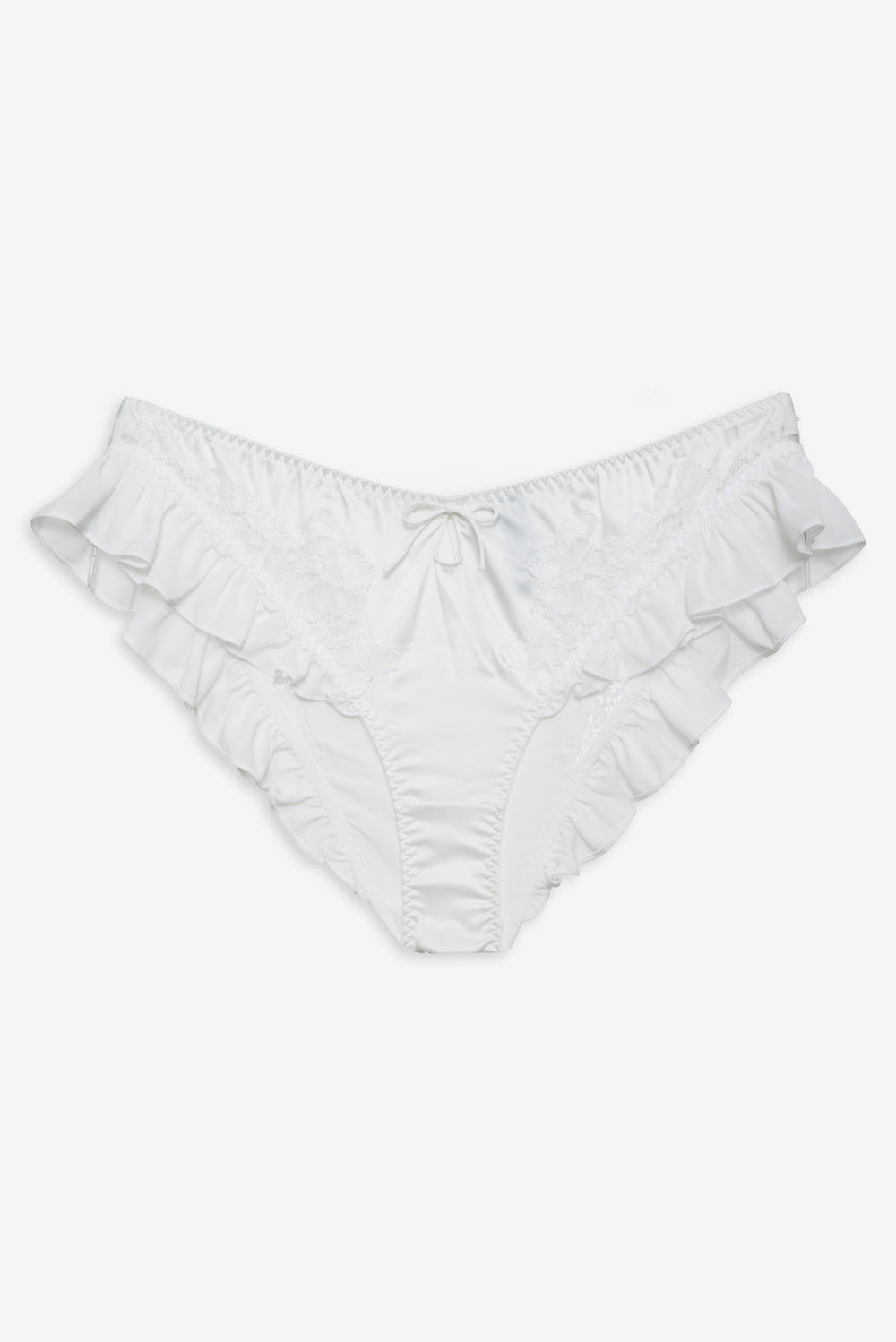 Women Butterfly Lace Ruffle Cheeky Panty - White