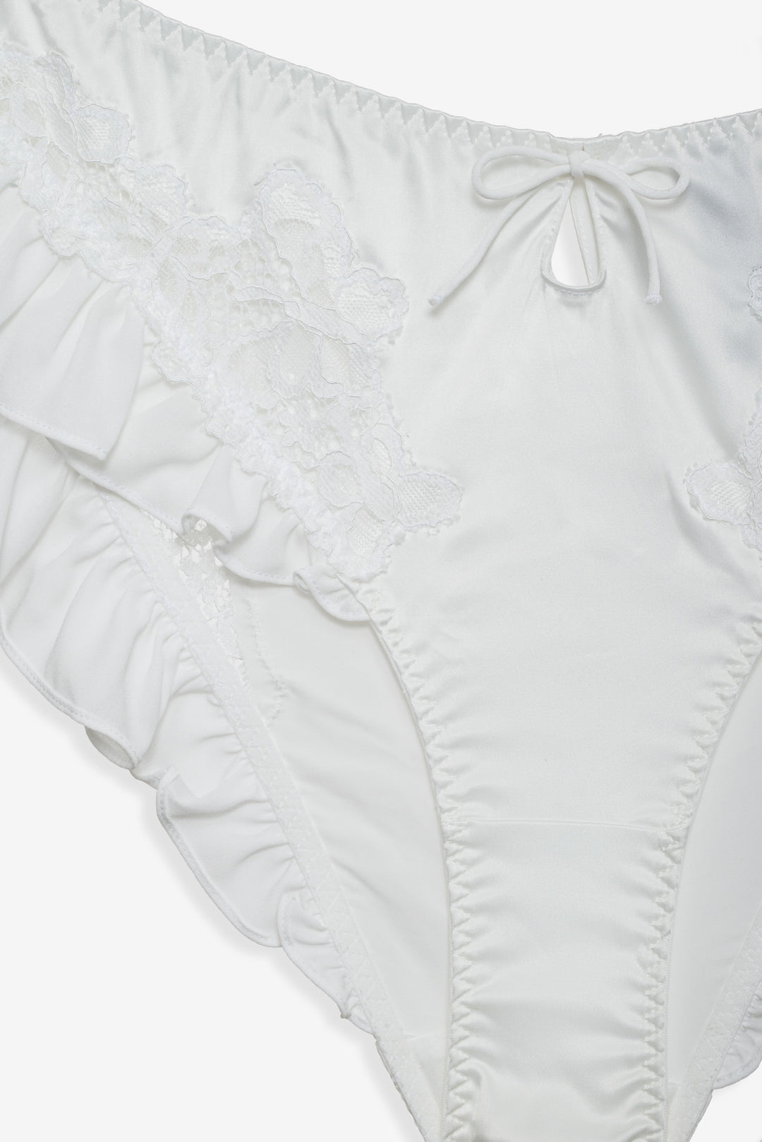 Women Butterfly Lace Ruffle Cheeky Panty - White