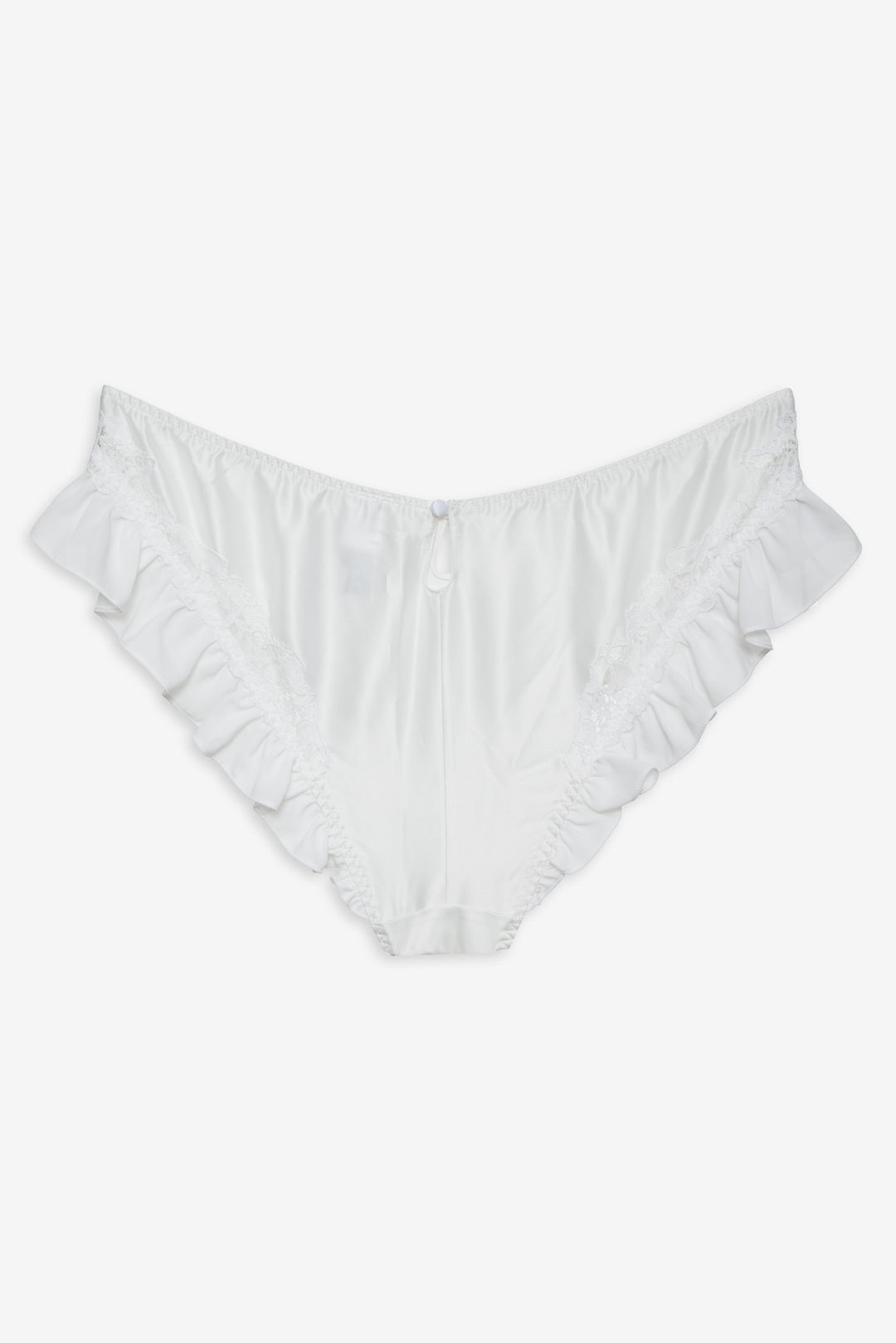 Women Butterfly Lace Ruffle Cheeky Panty - White