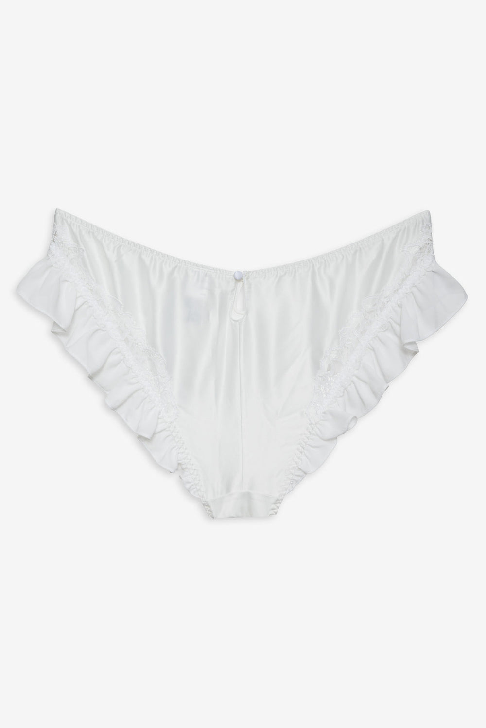 Women Butterfly Lace Ruffle Cheeky Panty - White