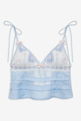 Women Dainty Doily Sleep Top - Blue