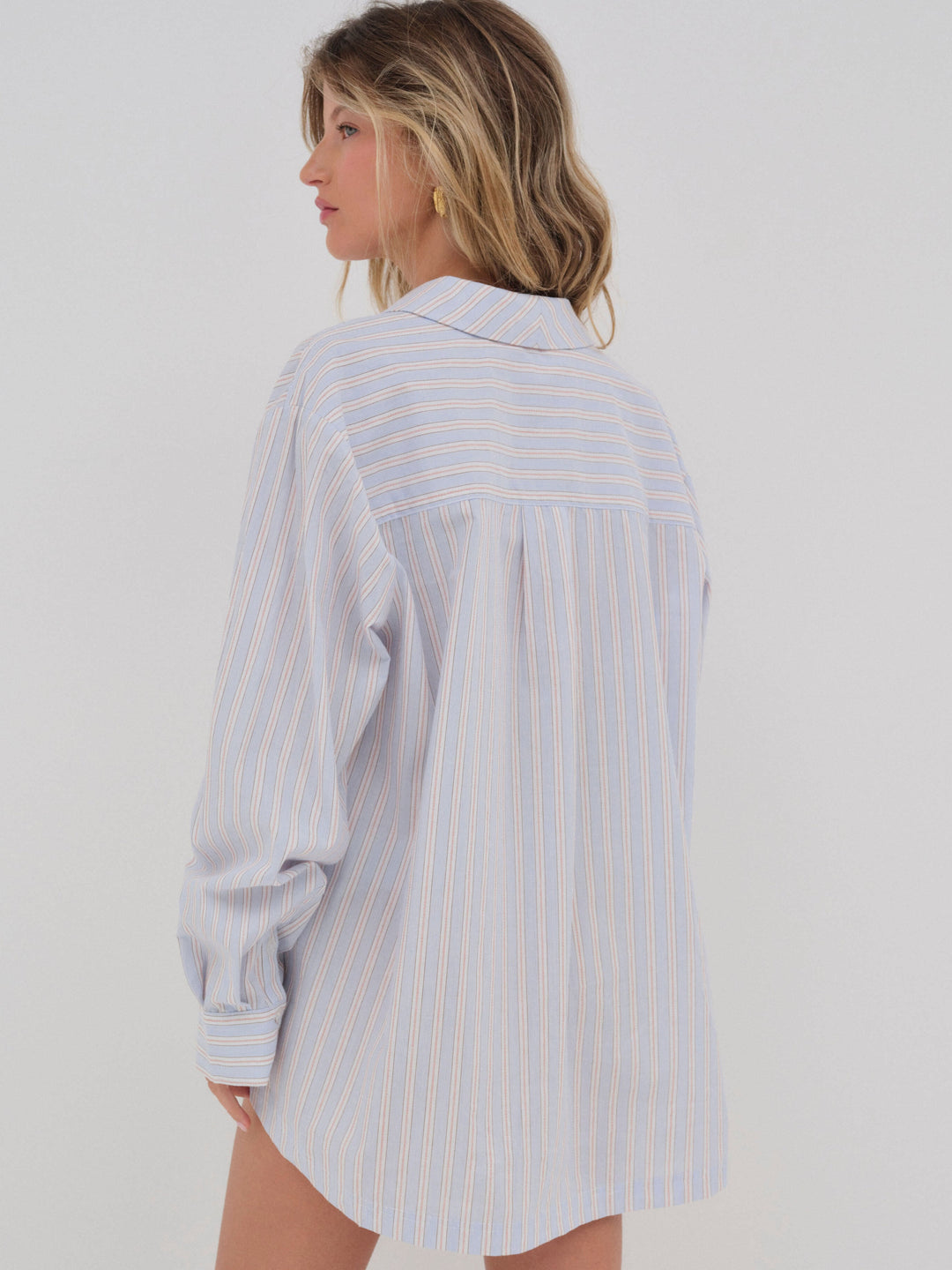 Women Lakeside Stripe Button Down Top - Blue