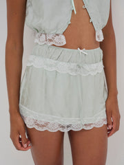 Women Mint Twist Jacquard Mini Skirt - Mint