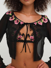 Women Love Garden Sheer Shrug - Black