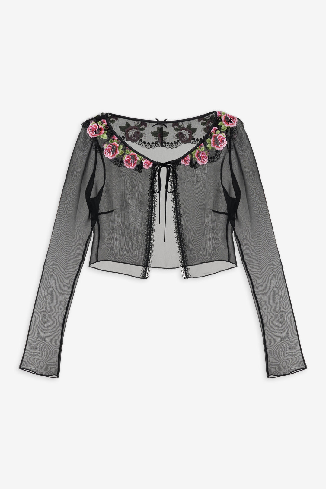 Women Love Garden Sheer Shrug - Black