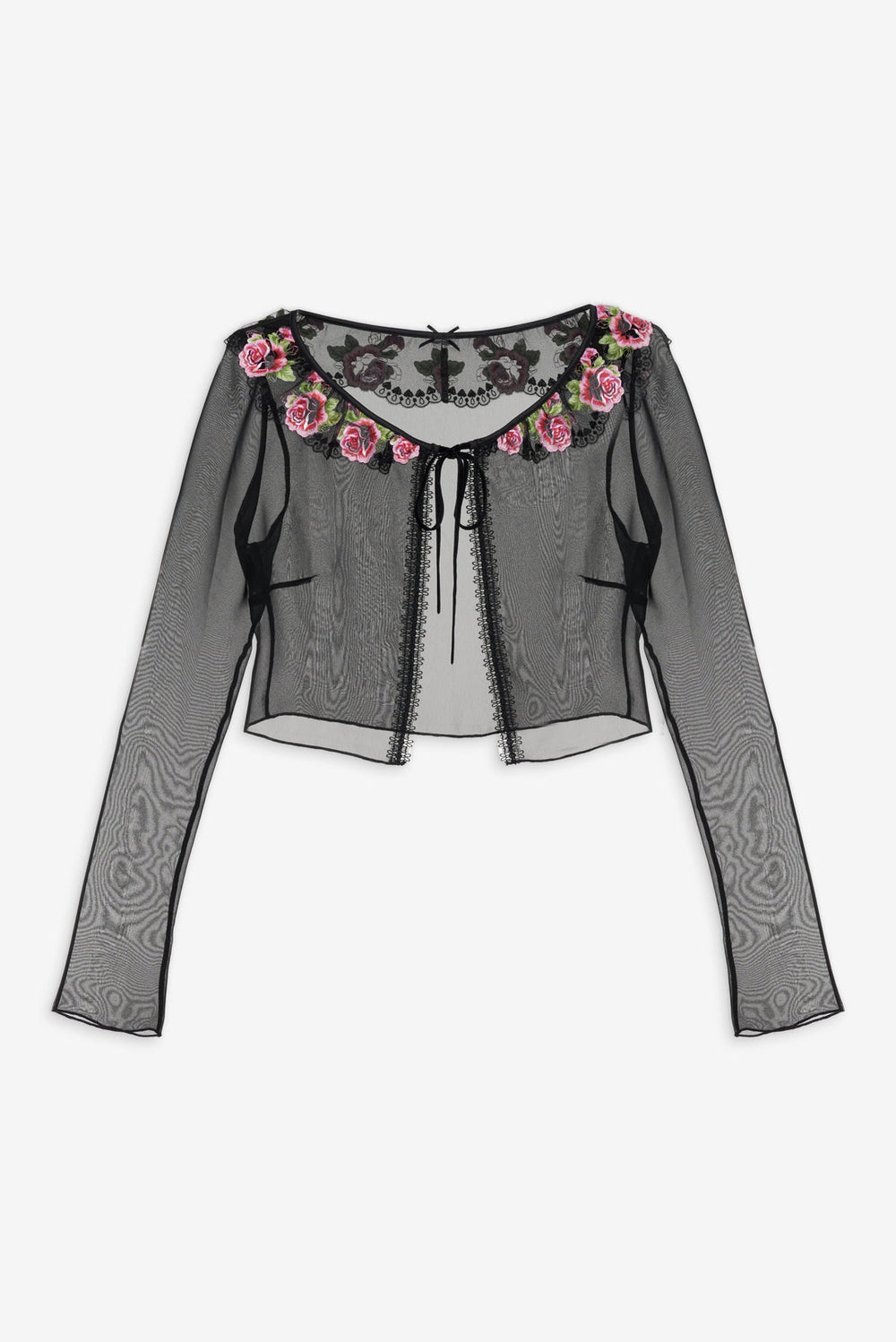 Women Love Garden Sheer Shrug - Black