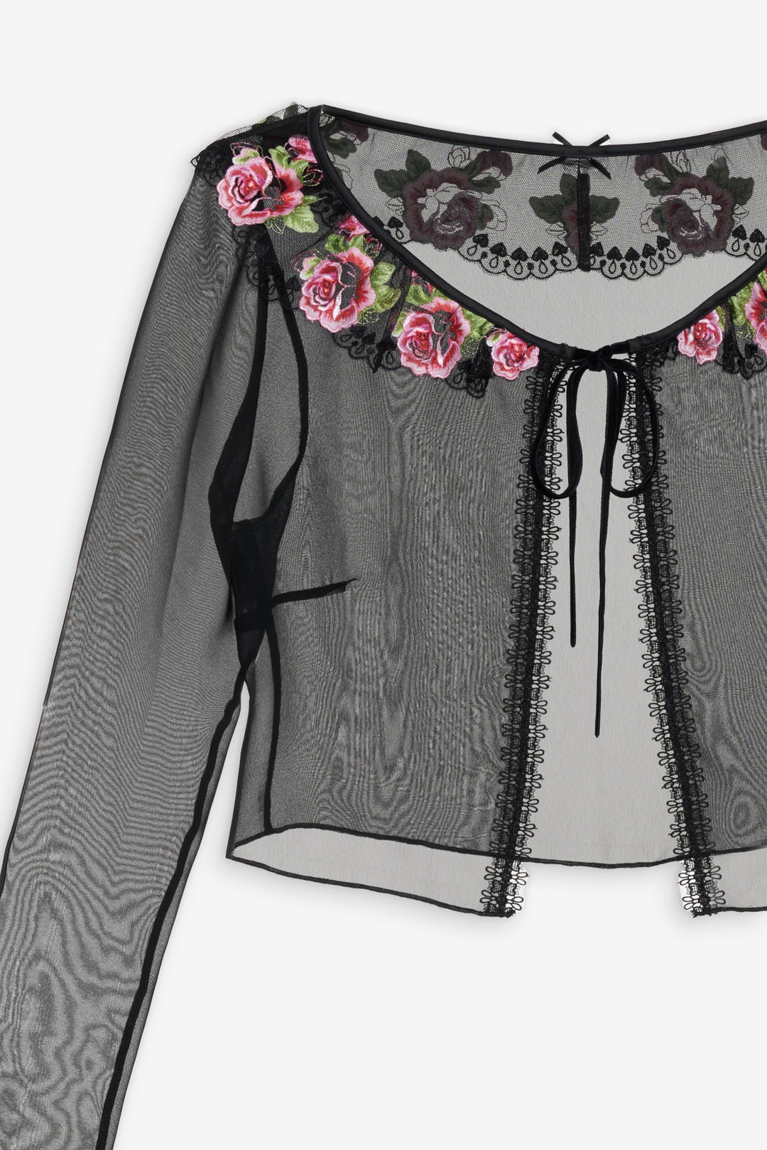 Women Love Garden Sheer Shrug - Black