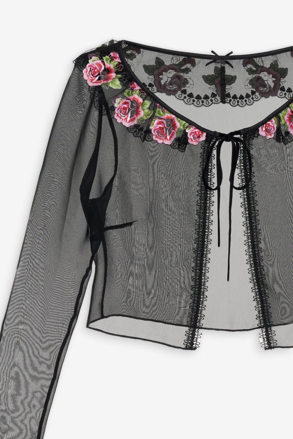 Women Love Garden Sheer Shrug - Black