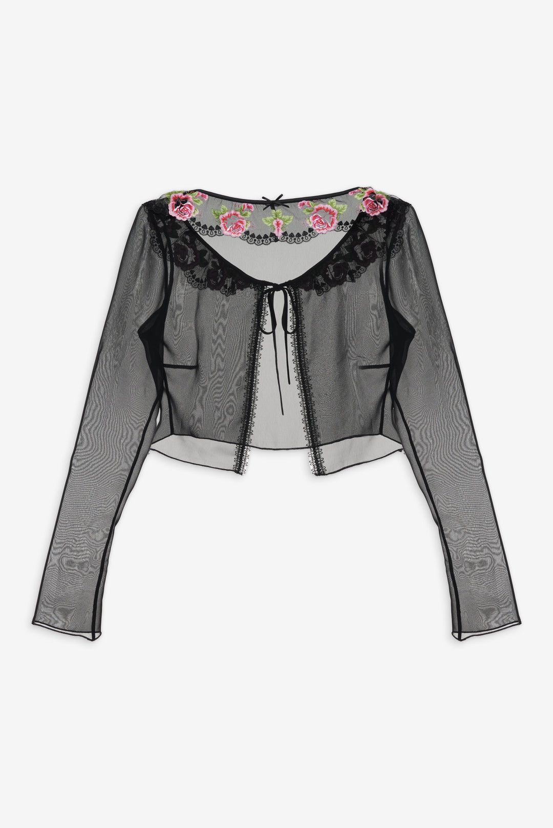 Women Love Garden Sheer Shrug - Black