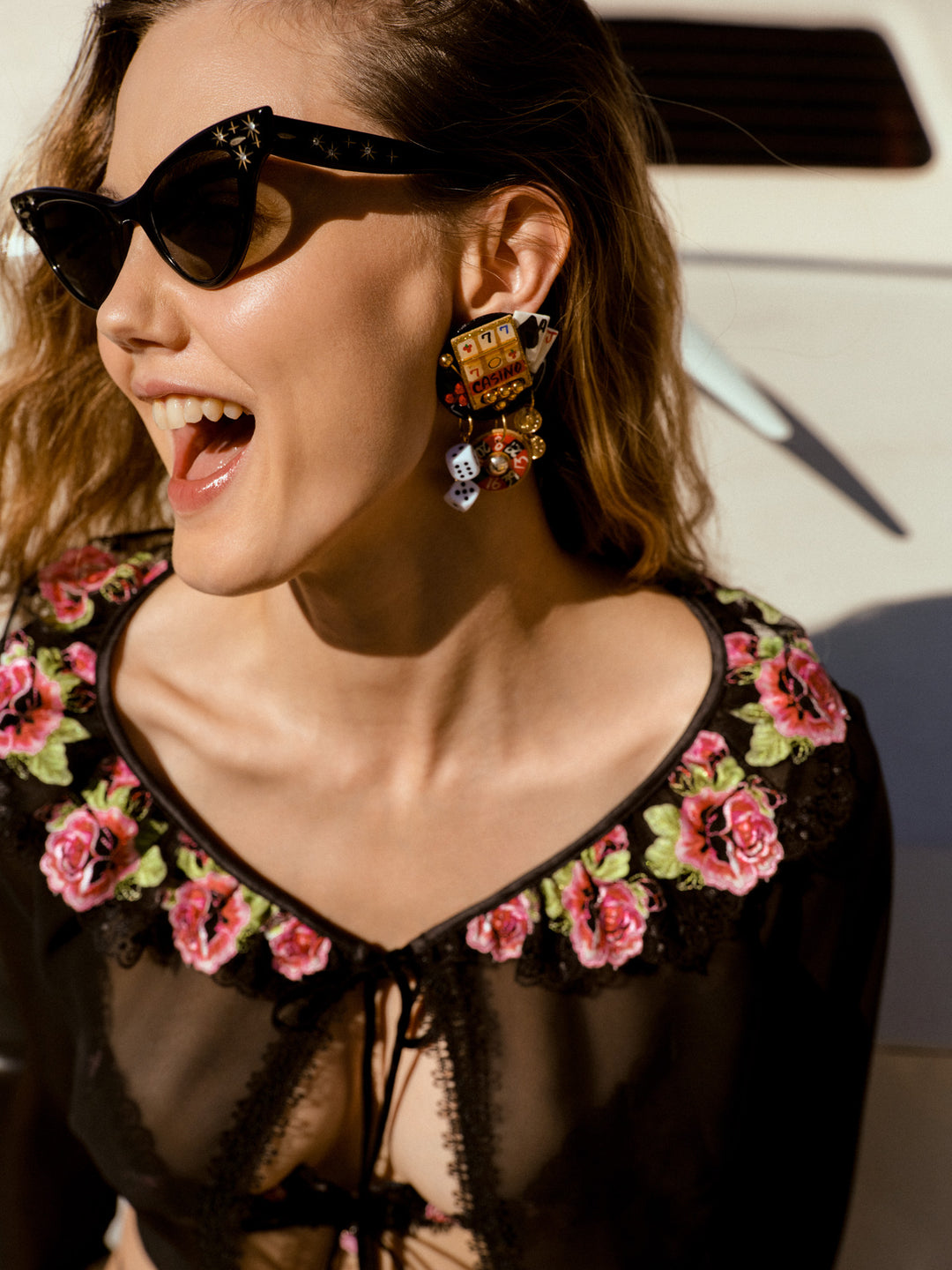Women Love Garden Sheer Shrug - Black