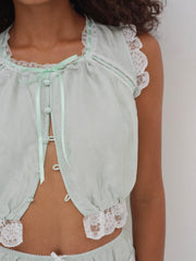 Women Mint Twist Jacquard Top - Mint