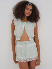 Women Mint Twist Jacquard Top - Mint
