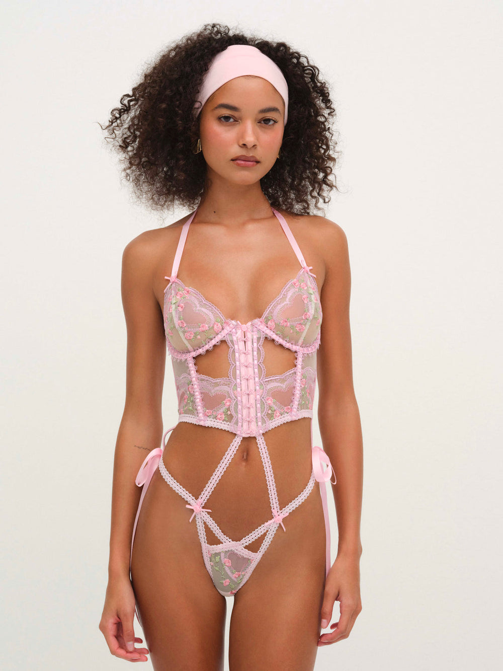 Women Ily Embroidered Teddy - Pink