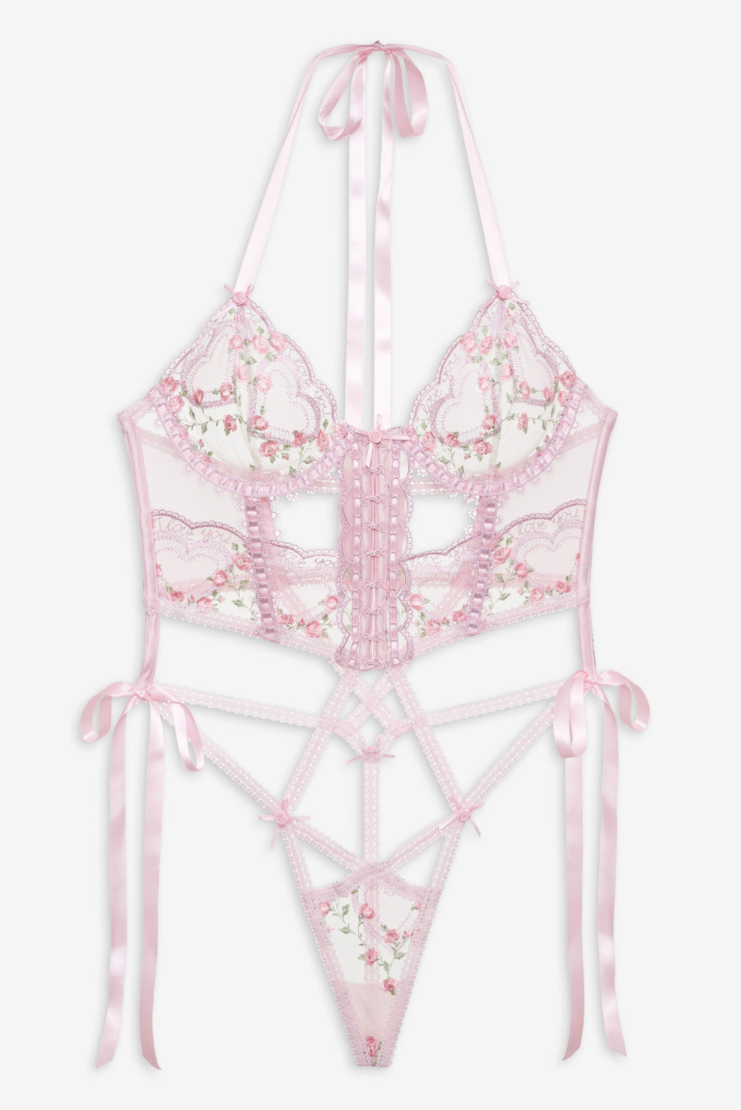 Women Ily Embroidered Teddy - Pink