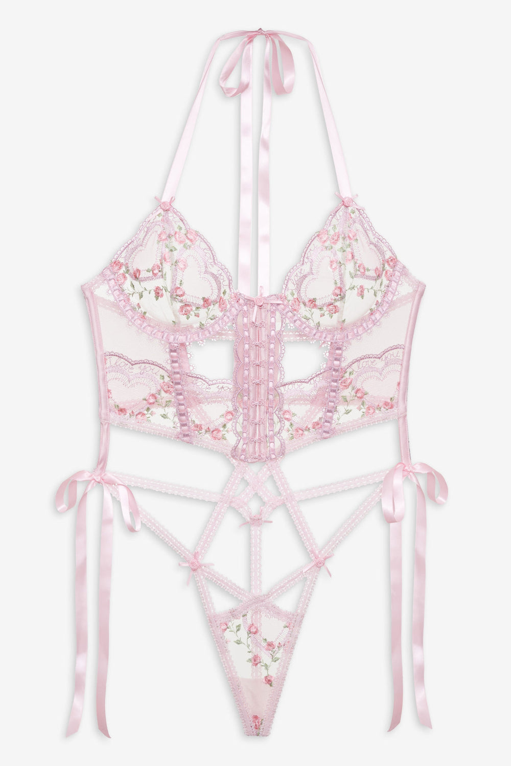 Women Ily Embroidered Teddy - Pink