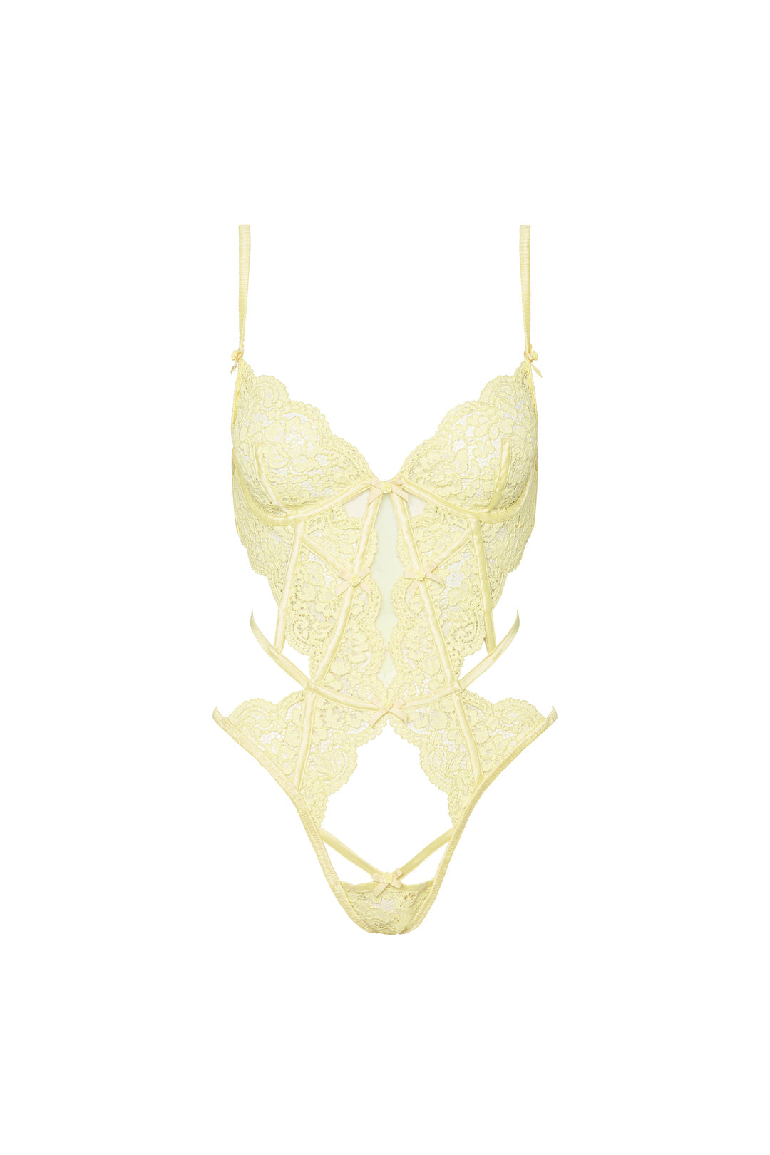 Women Creamsicle Lace Bodysuit - Yellow