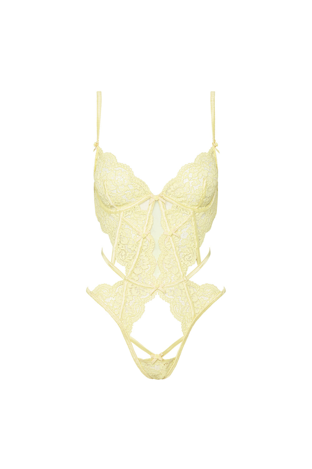 Women Creamsicle Lace Bodysuit - Yellow