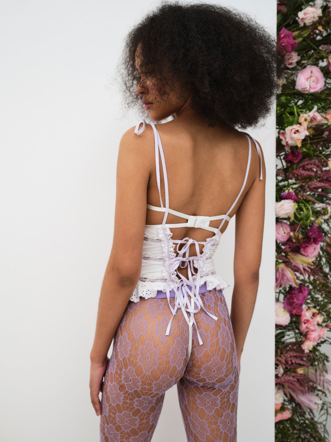 Women Daisy Eyelet Bodysuit - Lavender