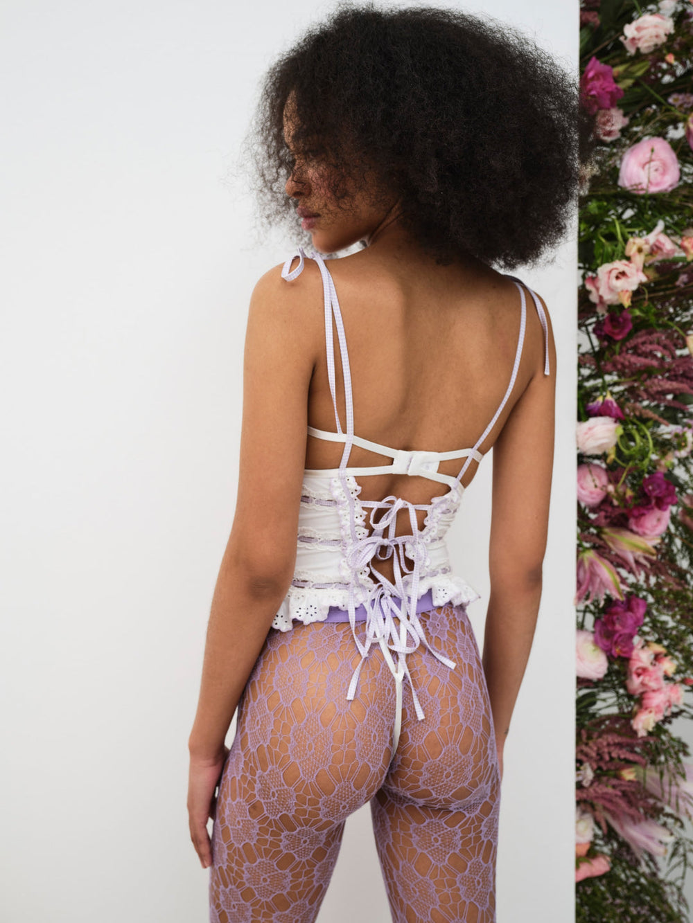Women Daisy Eyelet Bodysuit - Lavender