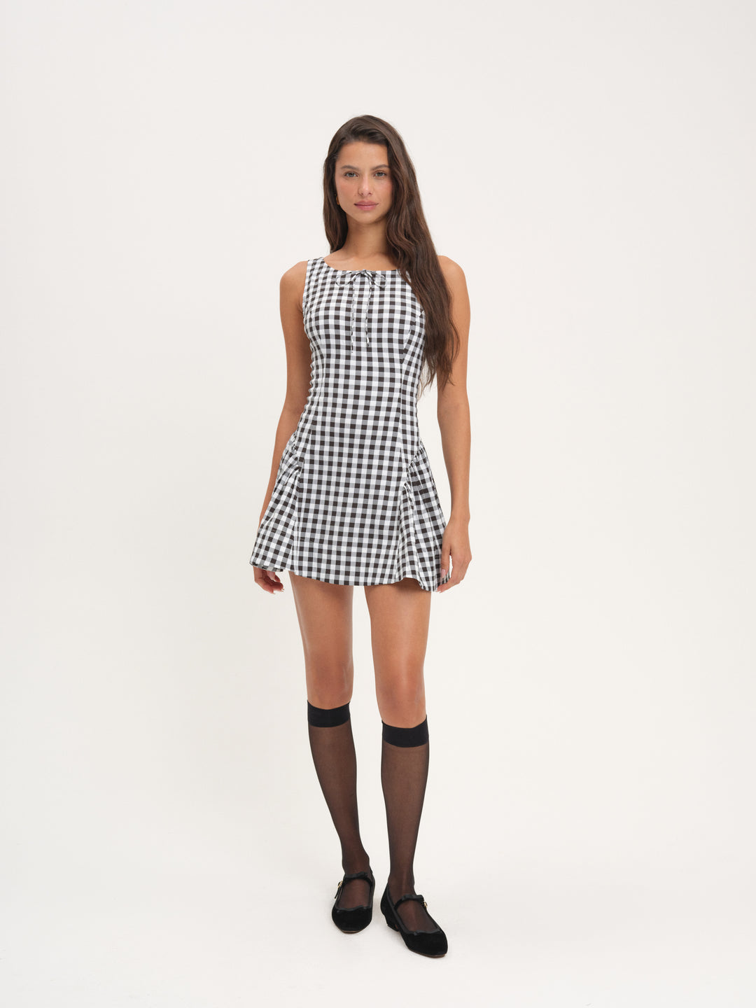 Women Scotch Bonnet Gingham Mini Dress - Black