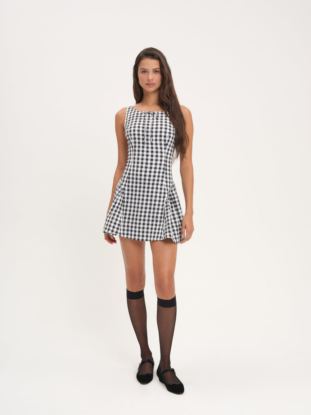 Women Scotch Bonnet Gingham Mini Dress - Black