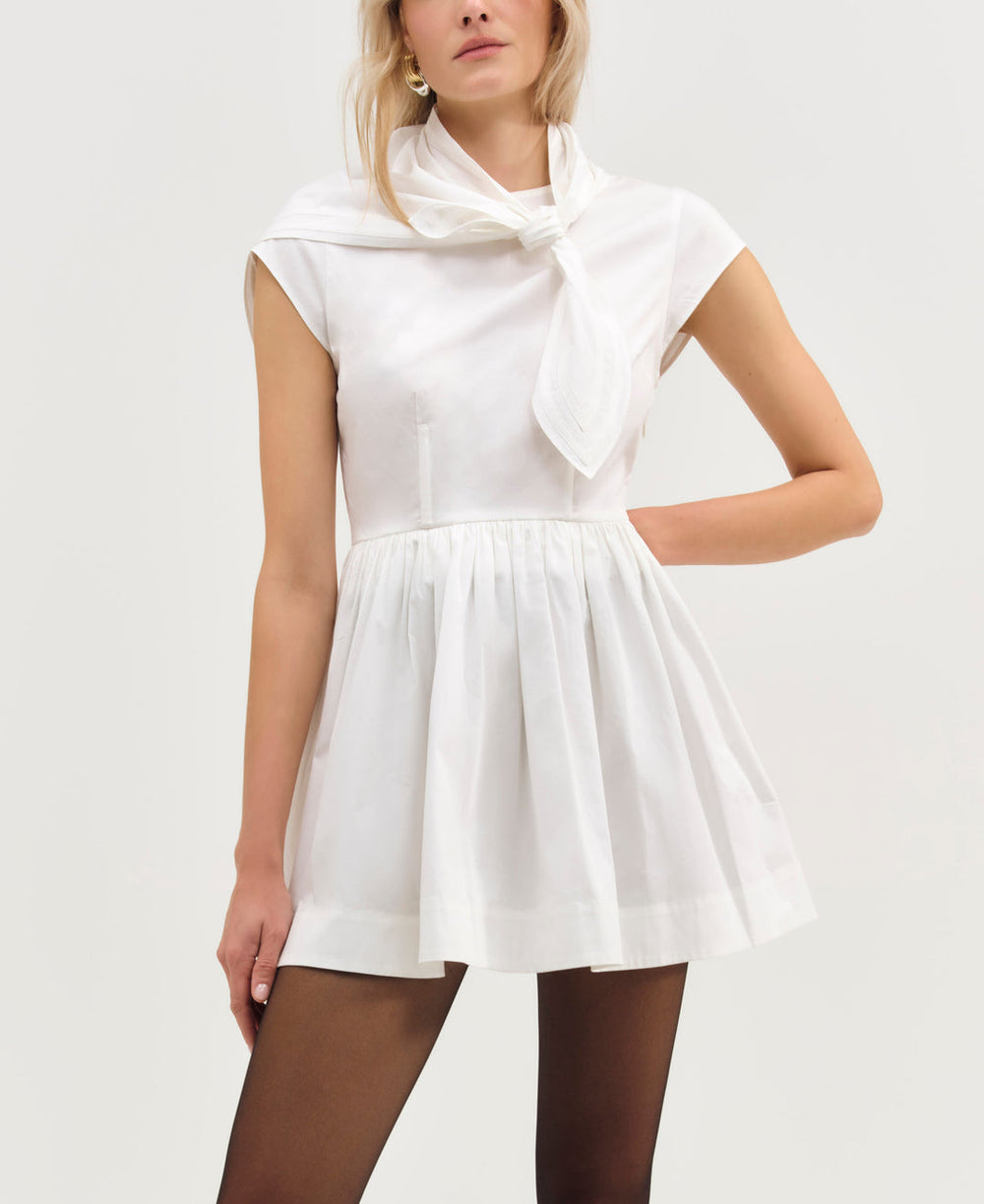 Women Helena Poplin Scarf Mini Dress - White