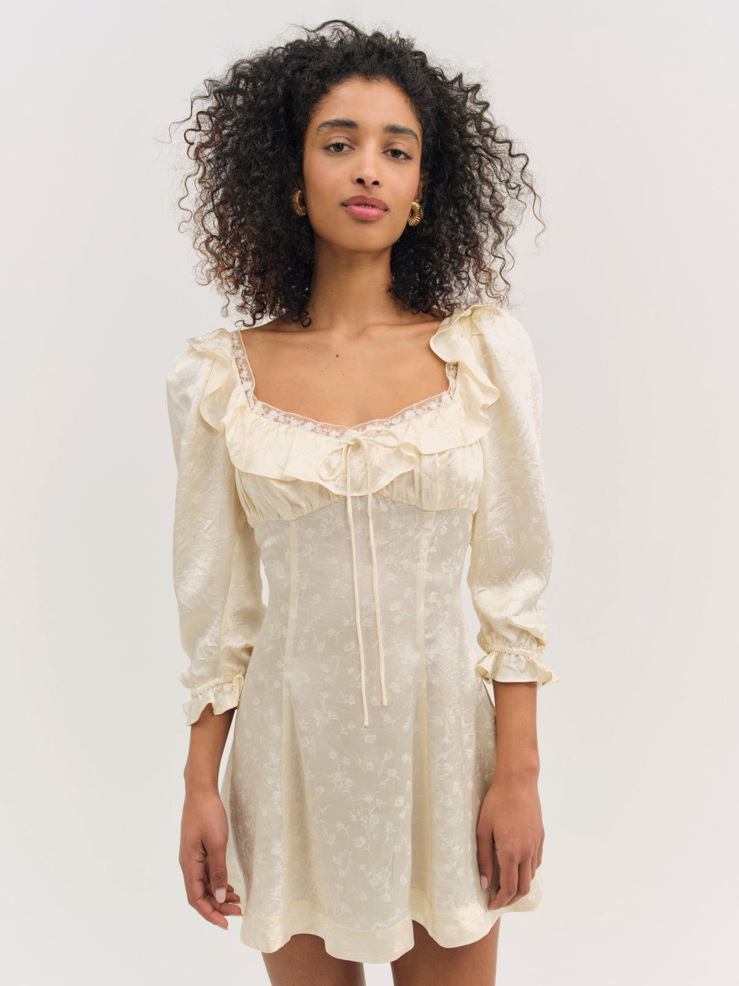 Women Carla Jacquard Mini Dress - Cream