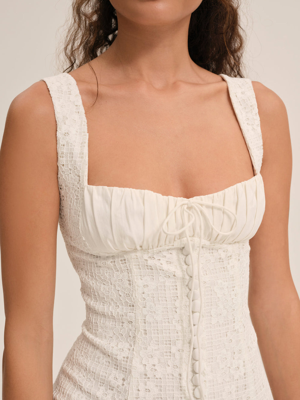 Women Daisy Lace Mini Dress - White
