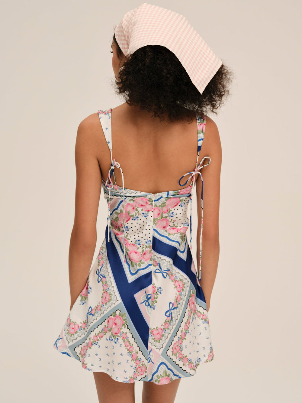 Women Summer Scarf Mini Dress - Blue