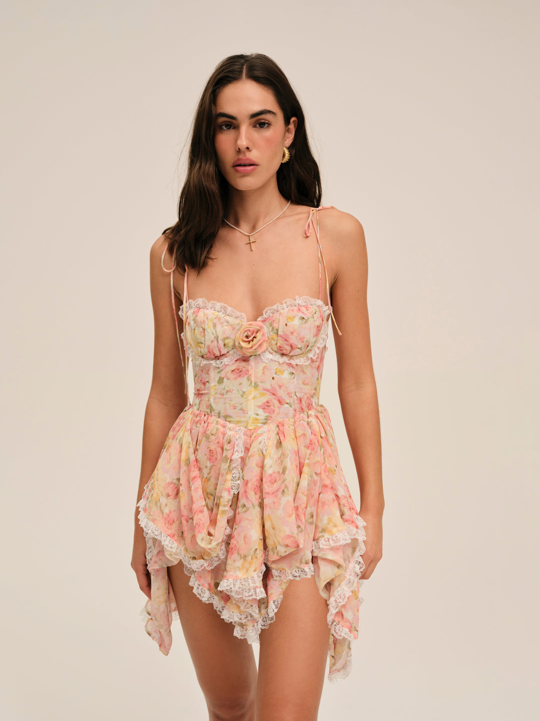 Women Elea Asymmetrical Mini Dress - Peach