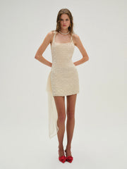 Women Frosted Organza Mini Dress - Cream
