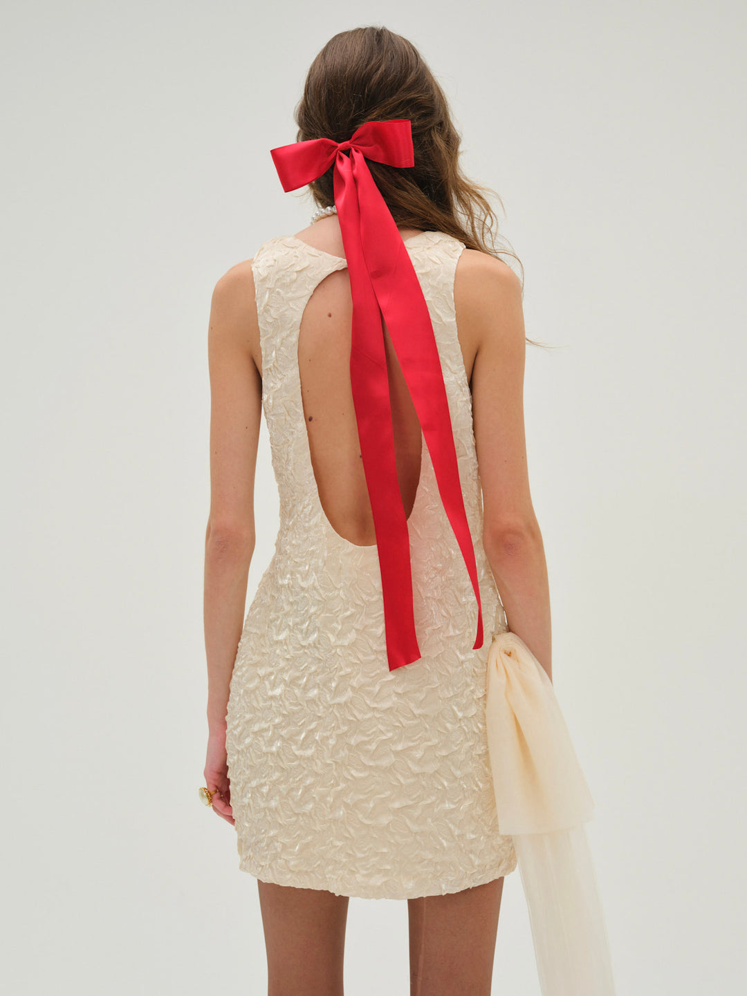 Women Frosted Organza Mini Dress - Cream