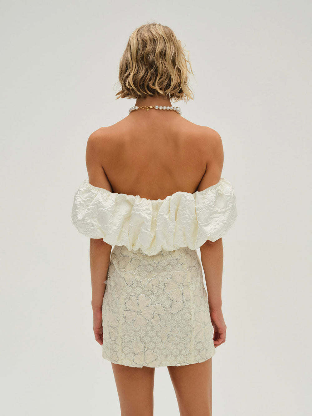 Women Snowflake Daisy Mini Dress - Cream