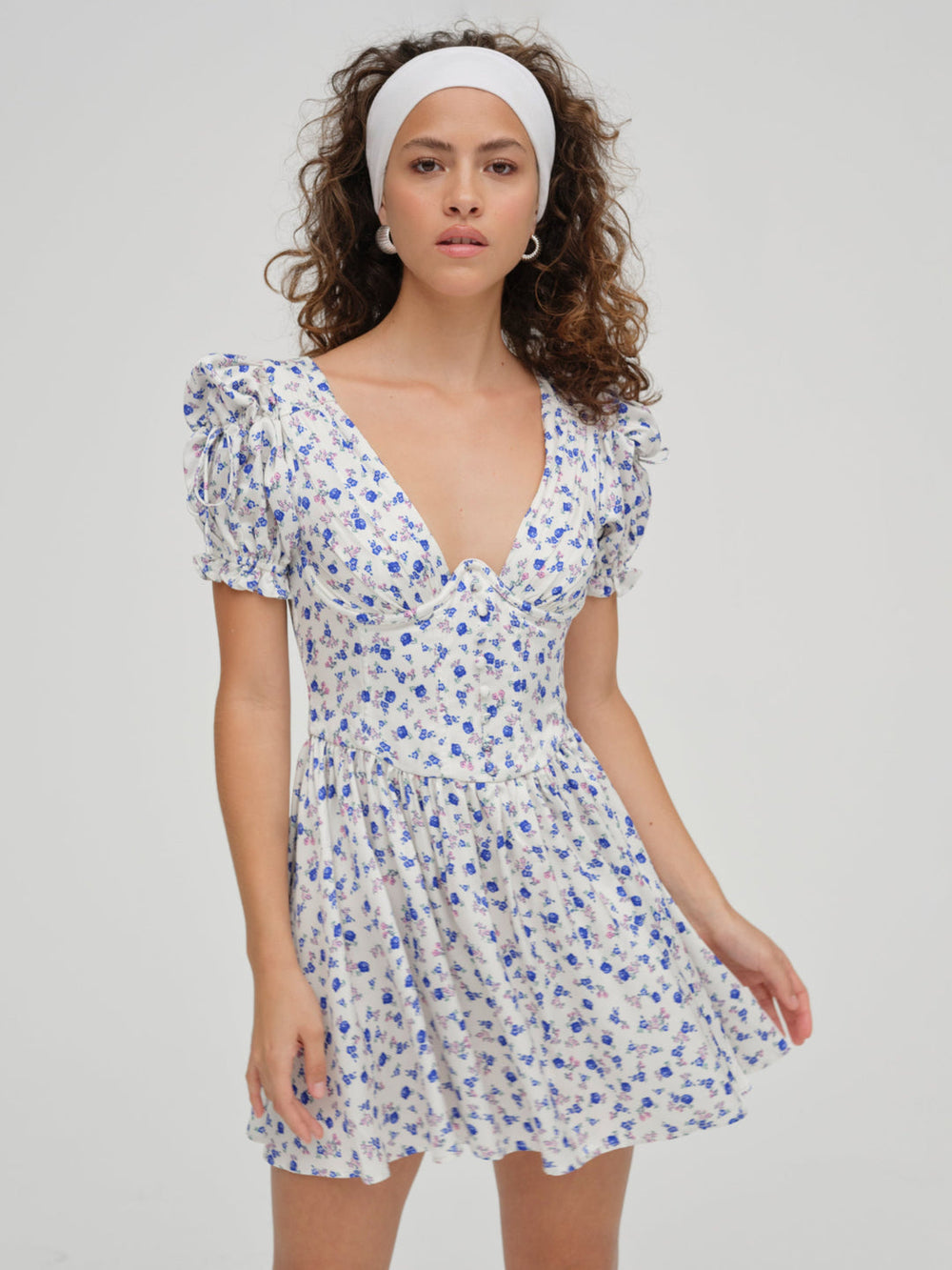 Women Paulina Puff Sleeve Dress - Blue