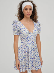 Women Paulina Puff Sleeve Dress - Blue