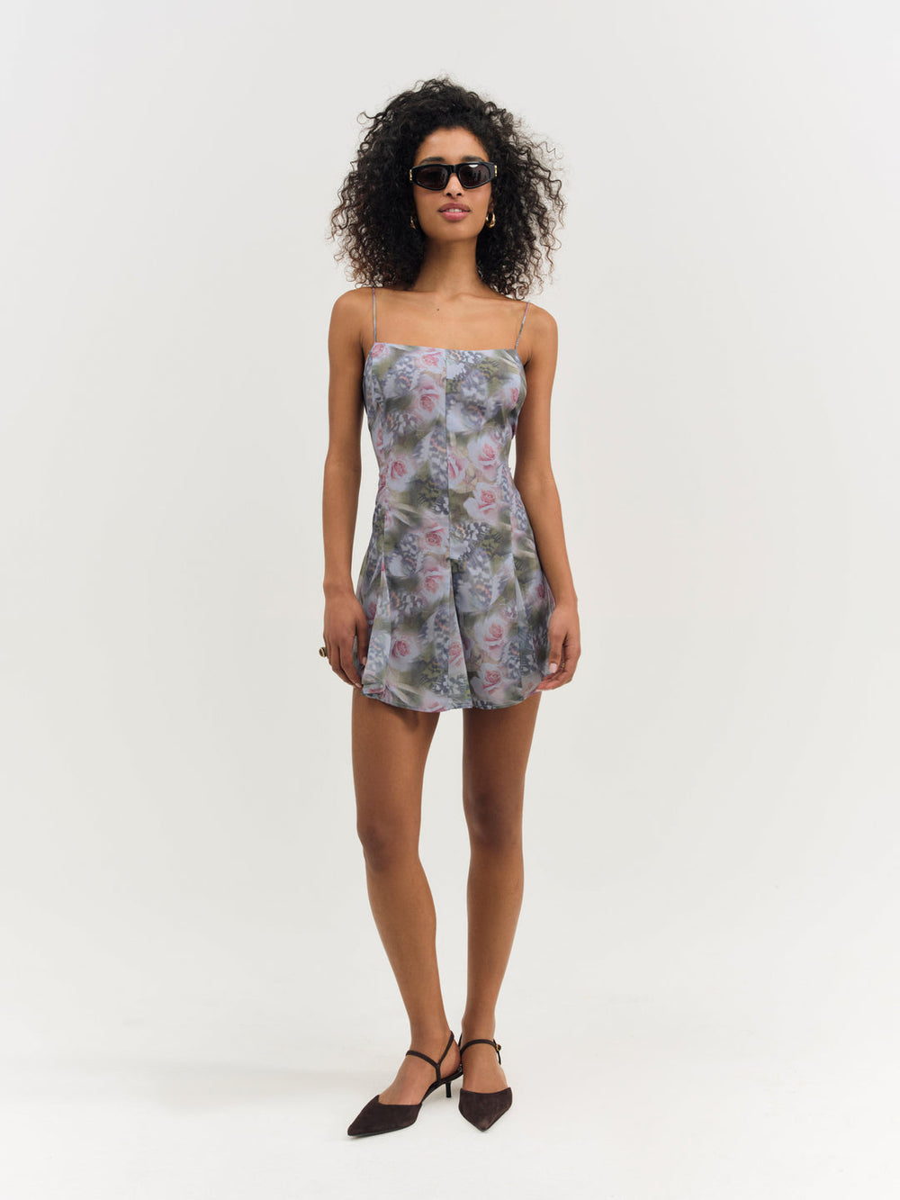 Women Fallen Floral Mini Dress - Purple