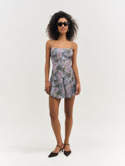 Women Fallen Floral Mini Dress - Purple