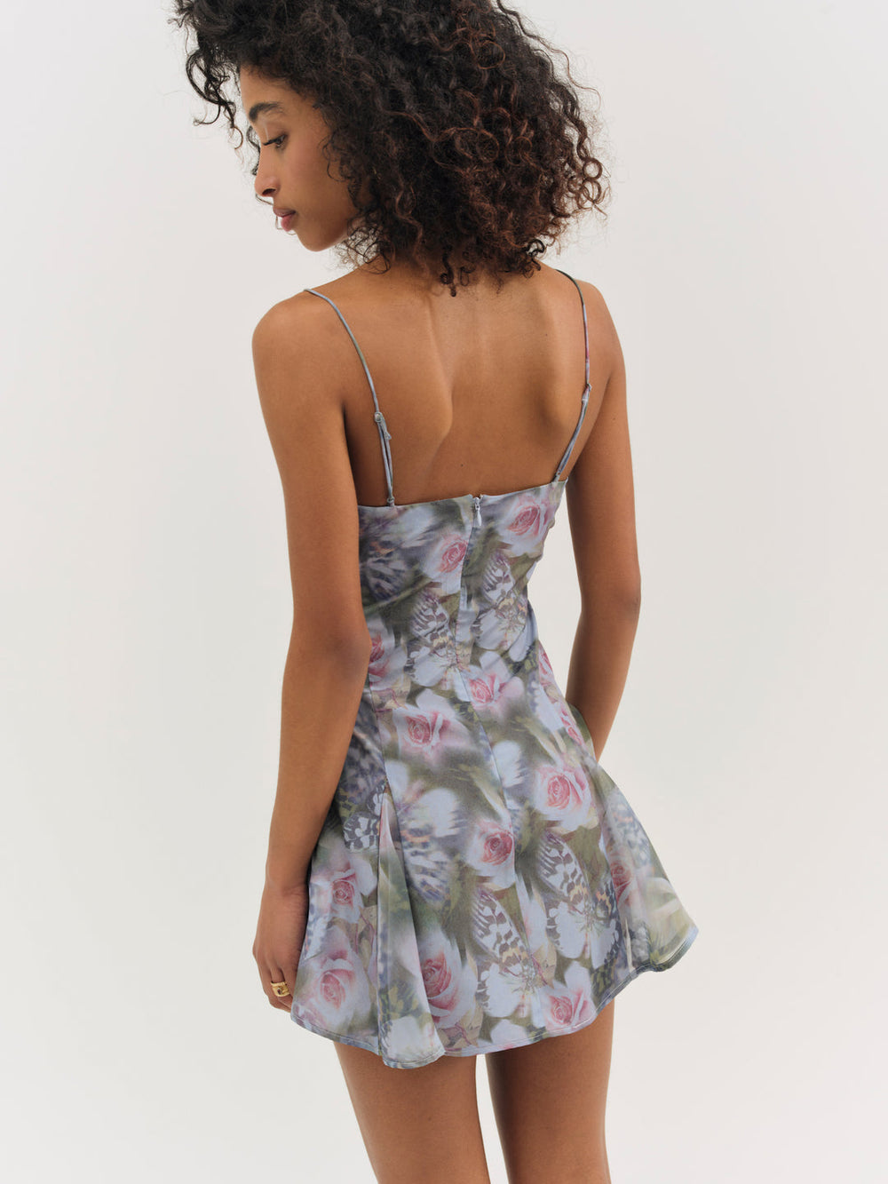 Women Fallen Floral Mini Dress - Purple