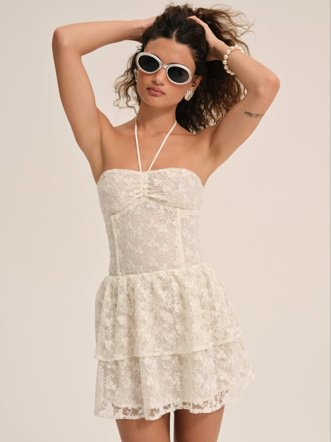 Women Ciao Lace Mini Dress - Natural