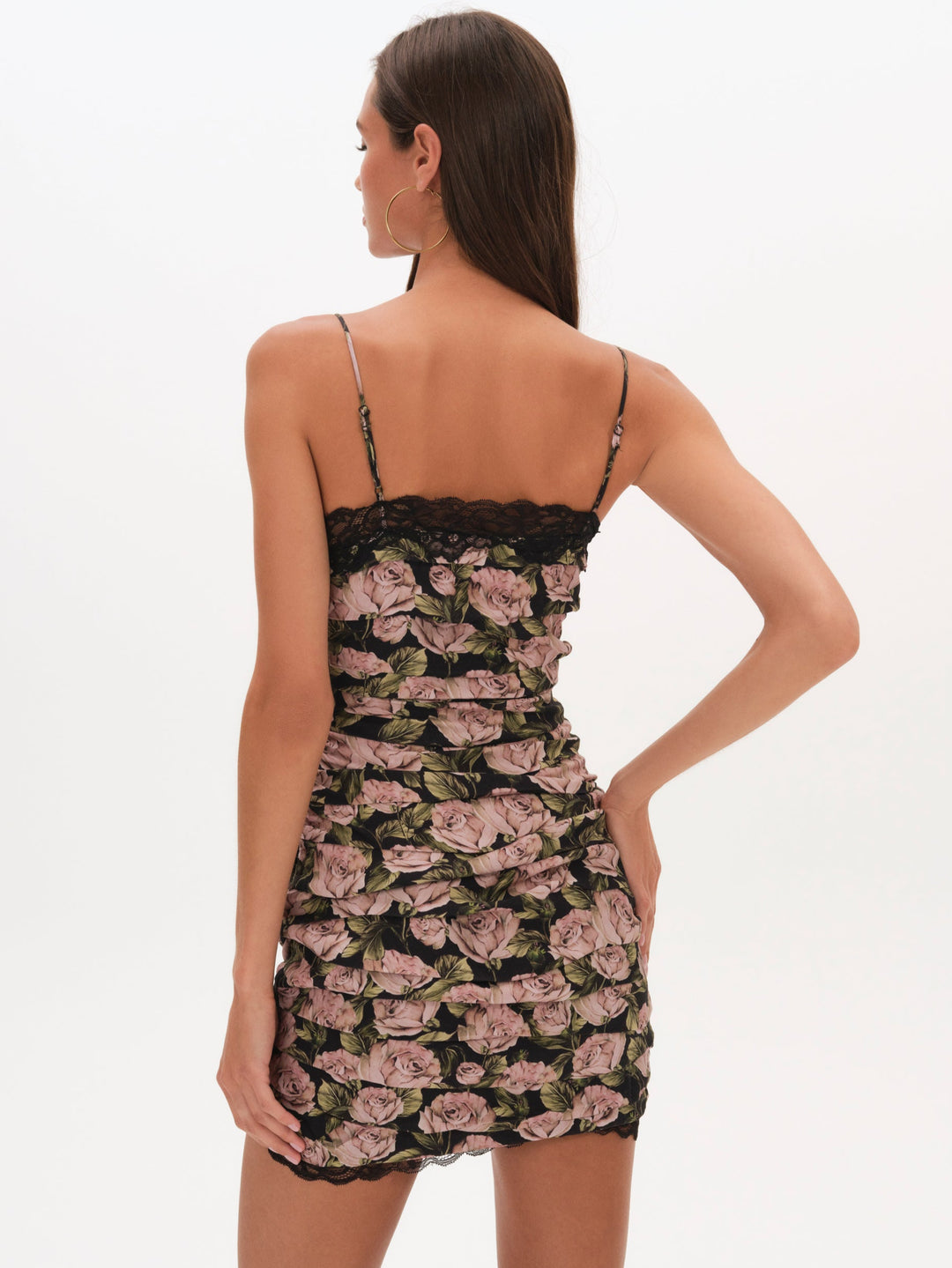 Women Fallen Rose Mini Dress - Black