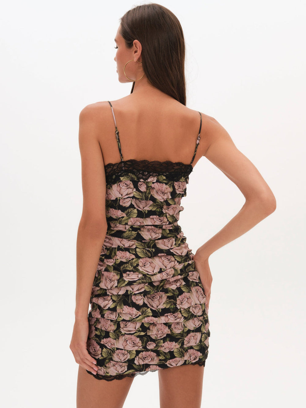 Women Fallen Rose Mini Dress - Black