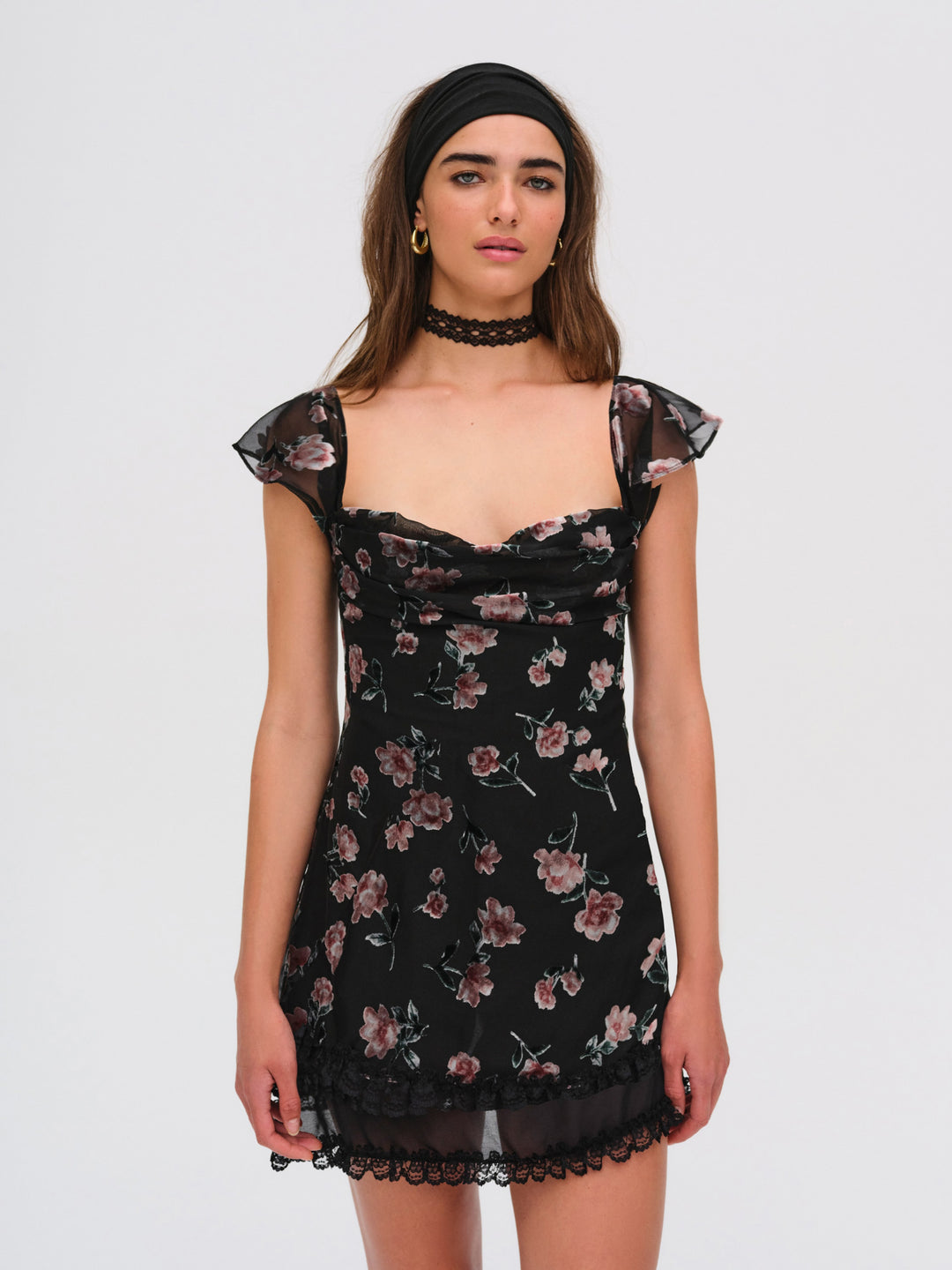 Women Aigrette Mini Dress - Black