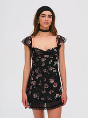 Women Aigrette Mini Dress - Black