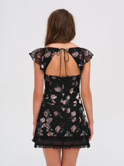 Women Aigrette Mini Dress - Black