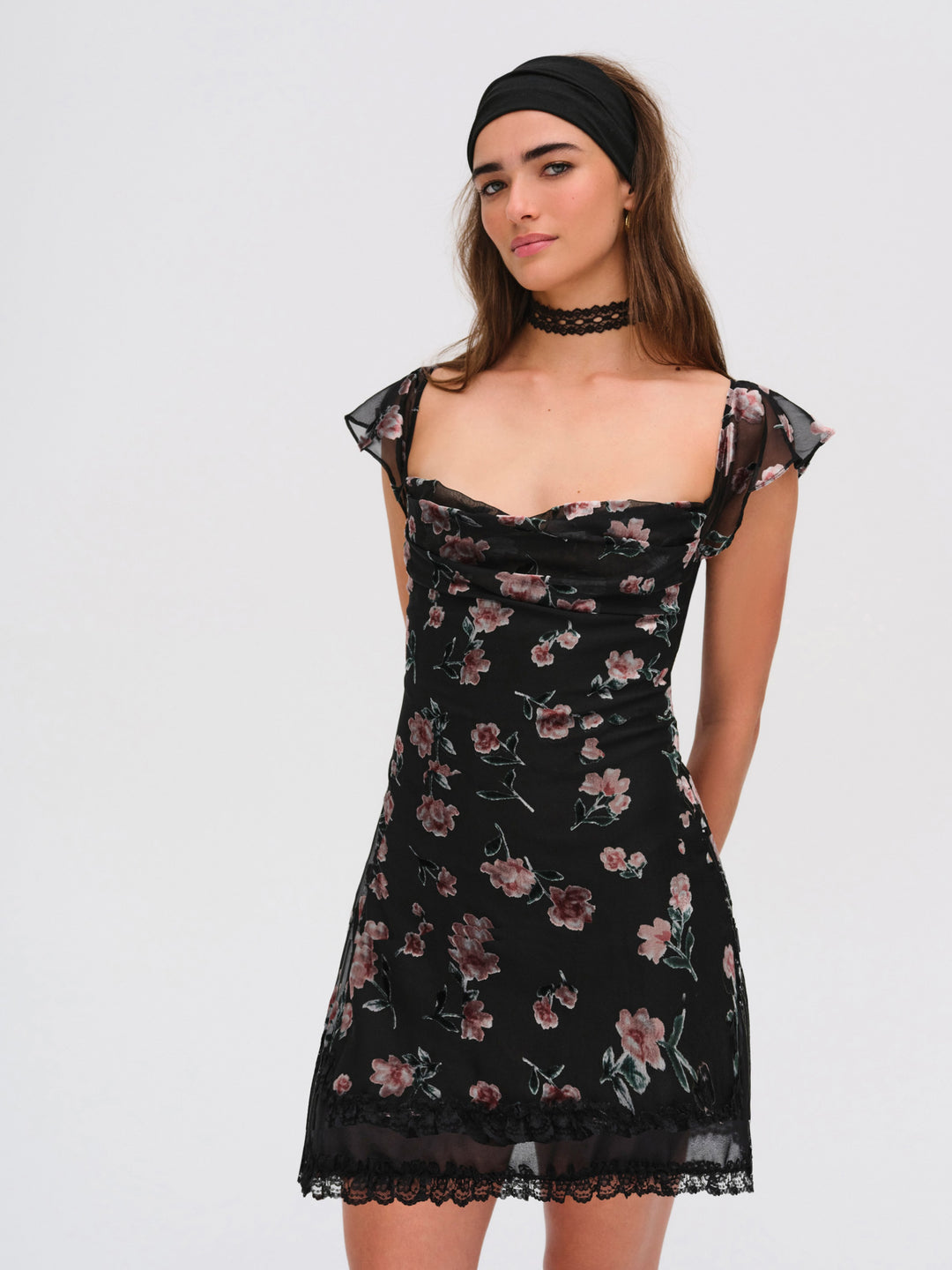 Women Aigrette Mini Dress - Black